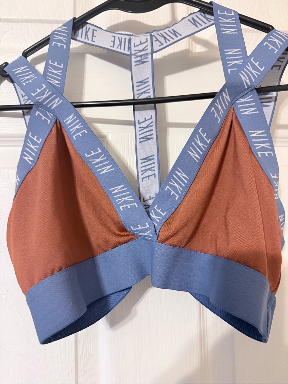 Nike Rust and Light Blue Strappy Sports Bralette
